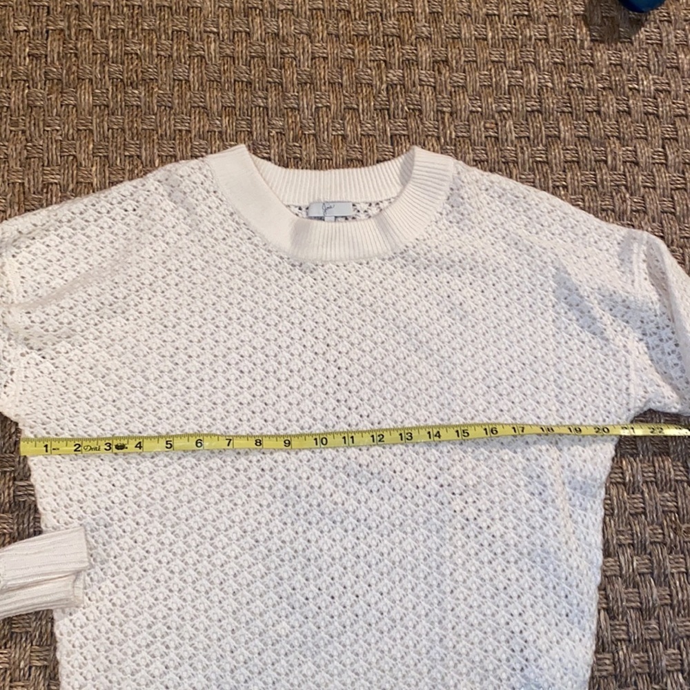 Joie Cashmere Blend Crochet/Woven l/s Sweater ivory sz Large - Picture 4 of 7